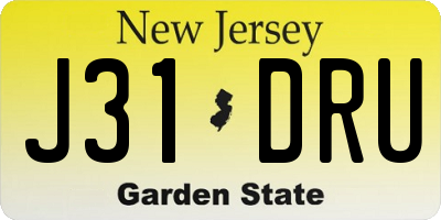 NJ license plate J31DRU
