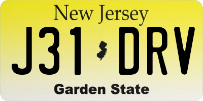 NJ license plate J31DRV