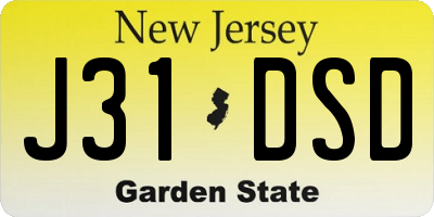 NJ license plate J31DSD