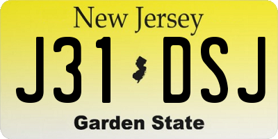 NJ license plate J31DSJ