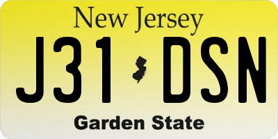 NJ license plate J31DSN