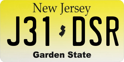 NJ license plate J31DSR