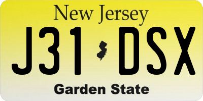 NJ license plate J31DSX