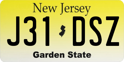 NJ license plate J31DSZ