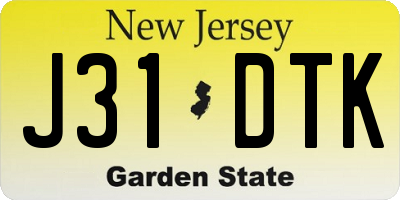 NJ license plate J31DTK