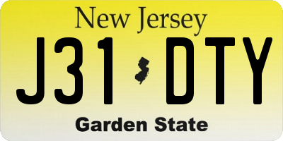 NJ license plate J31DTY
