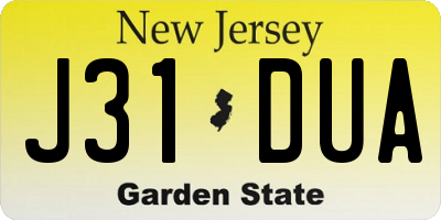 NJ license plate J31DUA