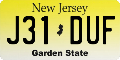 NJ license plate J31DUF