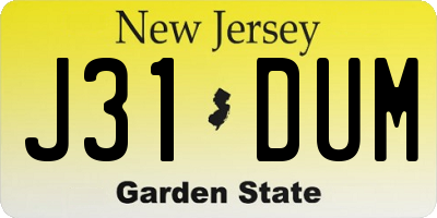 NJ license plate J31DUM