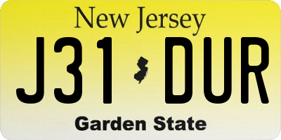 NJ license plate J31DUR