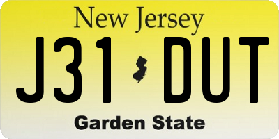 NJ license plate J31DUT
