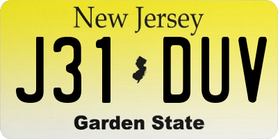 NJ license plate J31DUV