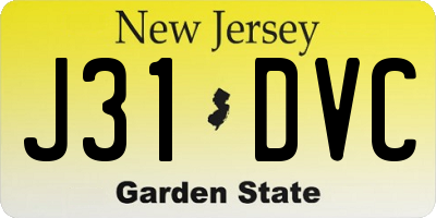 NJ license plate J31DVC