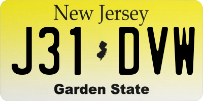 NJ license plate J31DVW