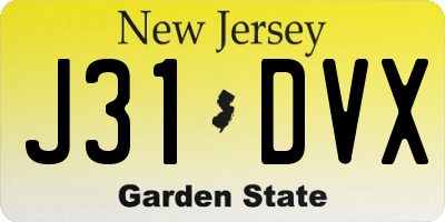 NJ license plate J31DVX