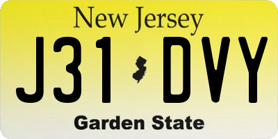 NJ license plate J31DVY