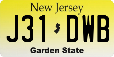NJ license plate J31DWB