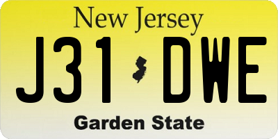NJ license plate J31DWE