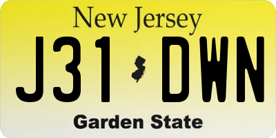 NJ license plate J31DWN