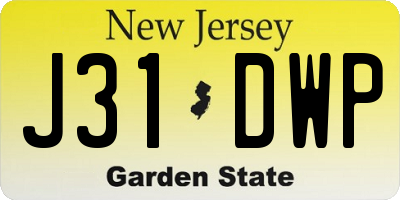 NJ license plate J31DWP