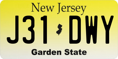 NJ license plate J31DWY