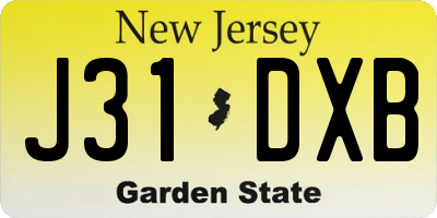 NJ license plate J31DXB