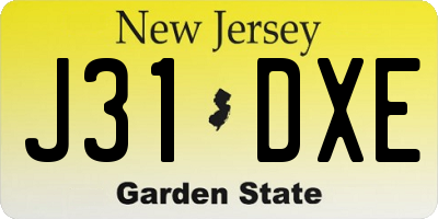 NJ license plate J31DXE