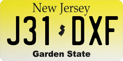 NJ license plate J31DXF