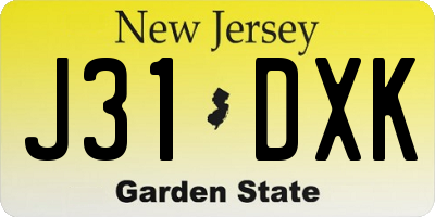 NJ license plate J31DXK