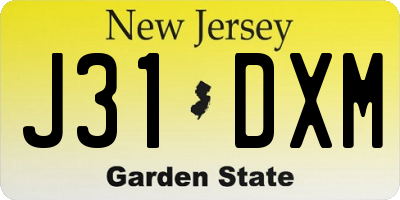 NJ license plate J31DXM
