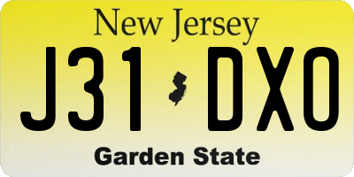 NJ license plate J31DXO
