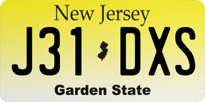 NJ license plate J31DXS