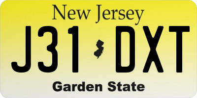 NJ license plate J31DXT