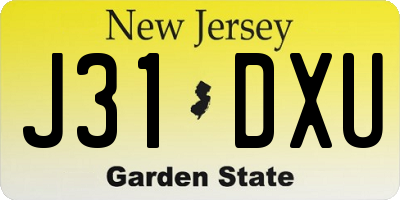 NJ license plate J31DXU