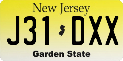 NJ license plate J31DXX