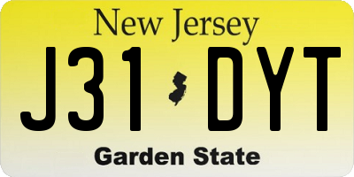 NJ license plate J31DYT