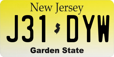 NJ license plate J31DYW