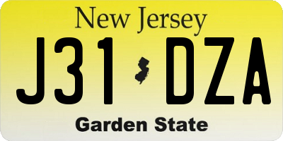 NJ license plate J31DZA