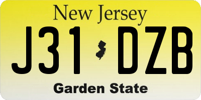 NJ license plate J31DZB