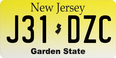 NJ license plate J31DZC
