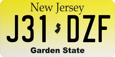 NJ license plate J31DZF
