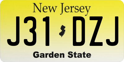 NJ license plate J31DZJ