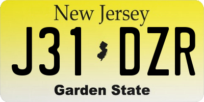 NJ license plate J31DZR