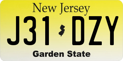 NJ license plate J31DZY