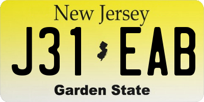 NJ license plate J31EAB