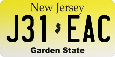 NJ license plate J31EAC
