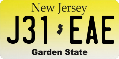 NJ license plate J31EAE