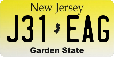 NJ license plate J31EAG