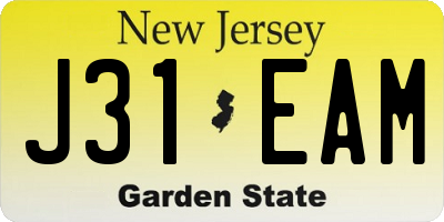 NJ license plate J31EAM