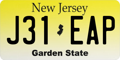 NJ license plate J31EAP